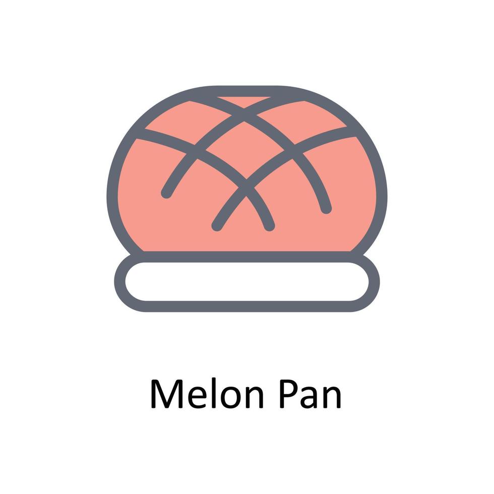 Melon Pan Vector     Fill outline Icons. Simple stock illustration stock