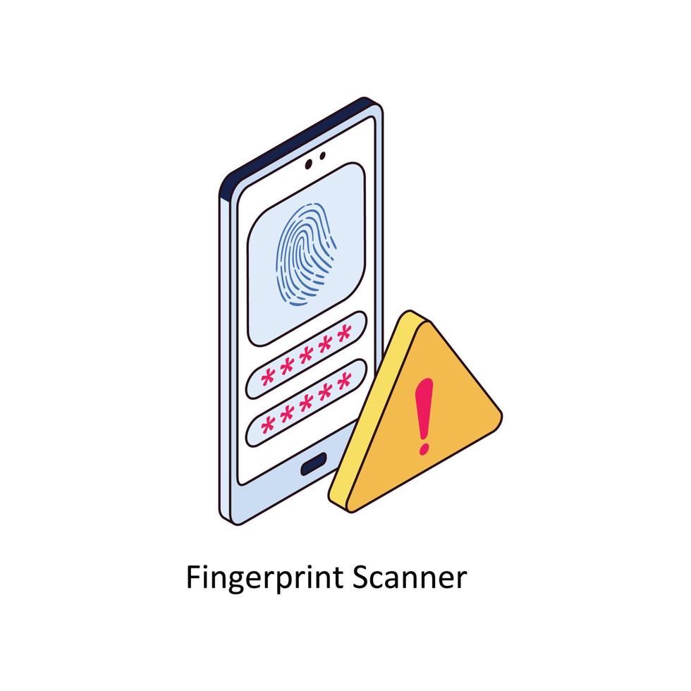 Fingerprint Scanner Vector Isometric Icons. Simple stock illustration