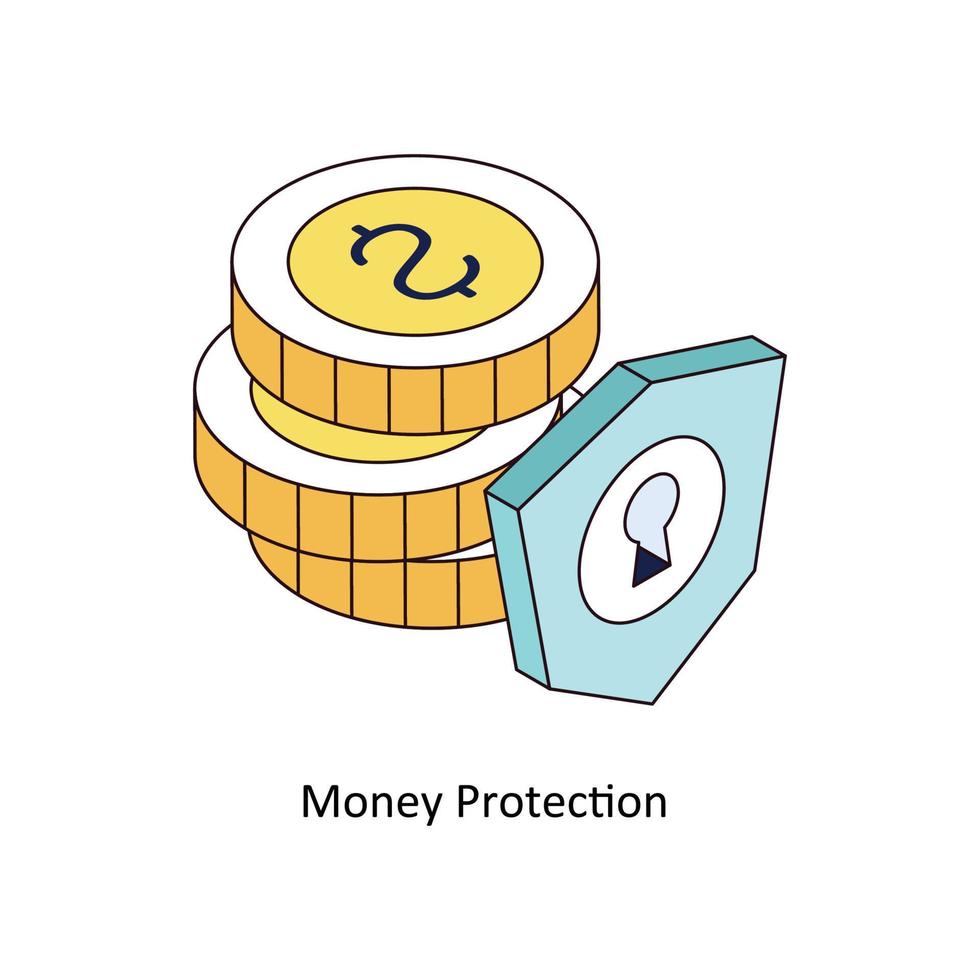 Money Protection Vector Isometric Icons. Simple stock illustration