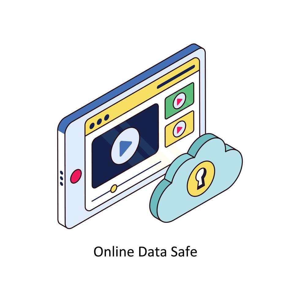 Online Data Safe Vector Isometric Icons. Simple stock illustration
