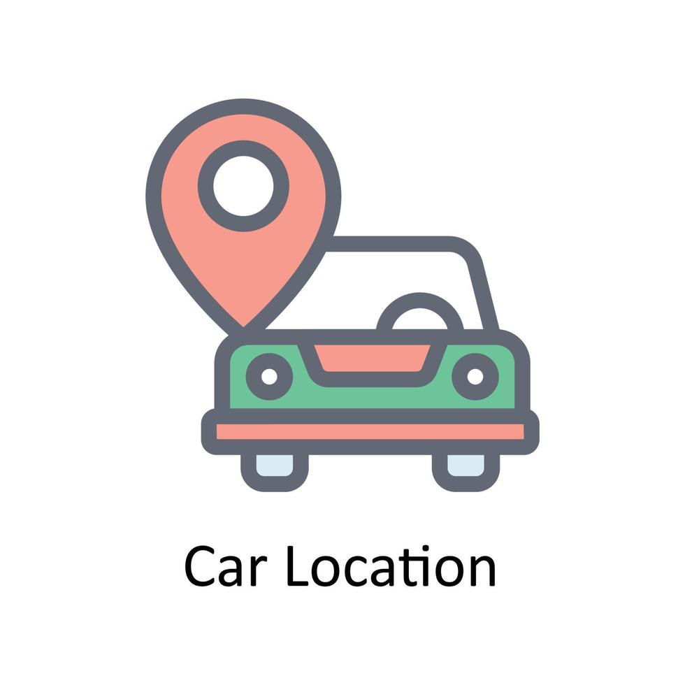 coche ubicación vector llenar contorno iconos sencillo valores ilustración valores