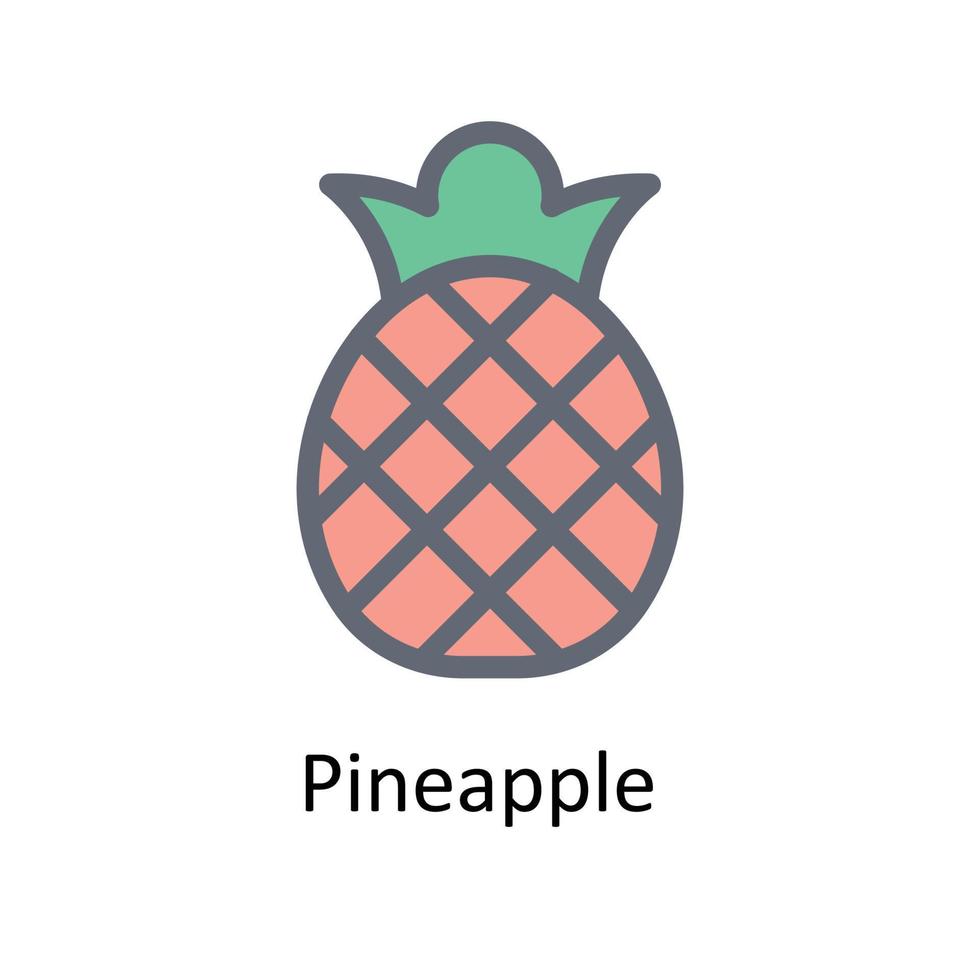 Pineapple Vector     Fill outline Icons. Simple stock illustration stock