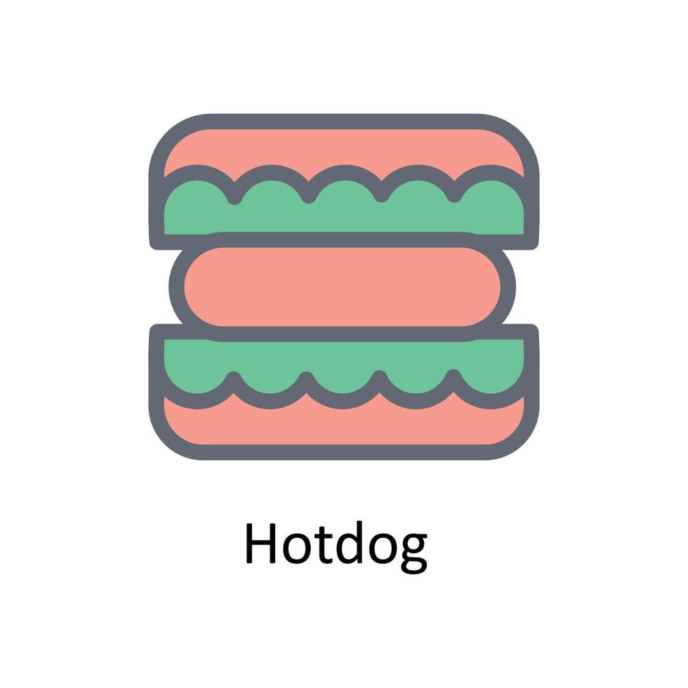 Hotdog  Vector     Fill outline Icons. Simple stock illustration stock