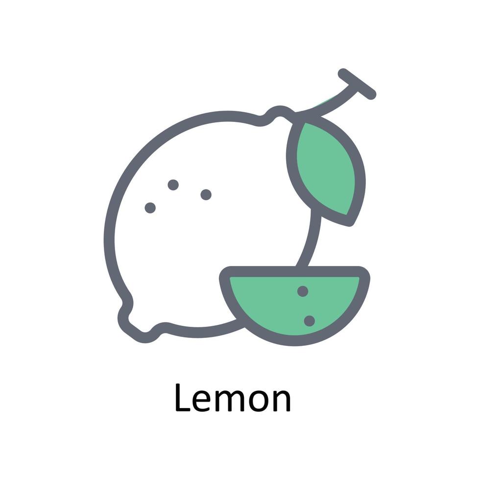Lemon Vector Fill Outline Icons. Simple stock illustration stock