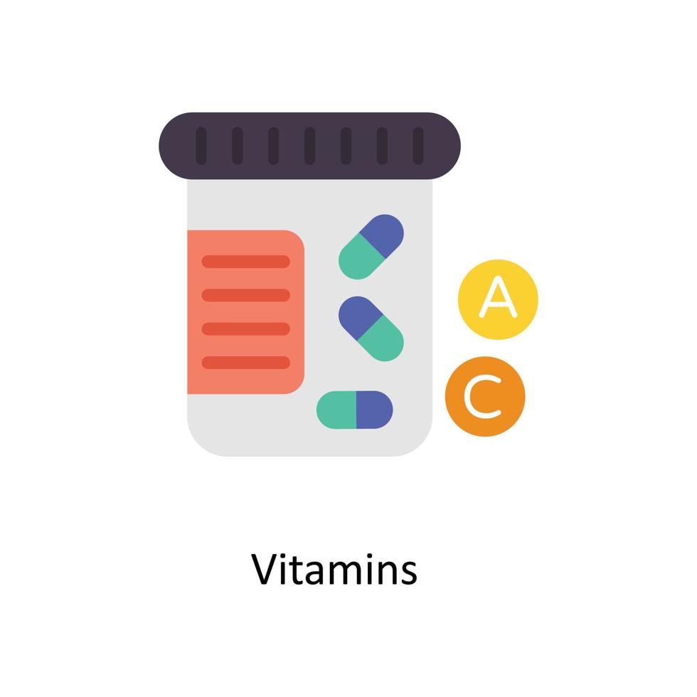 Vitamins Vector Flat Icons. Simple stock illustration stock