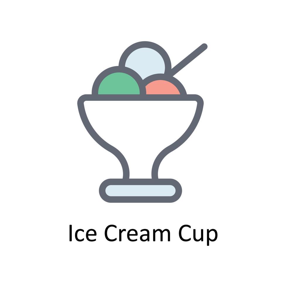 Ice Cream Cup Vector     Fill outline Icons. Simple stock illustration stock