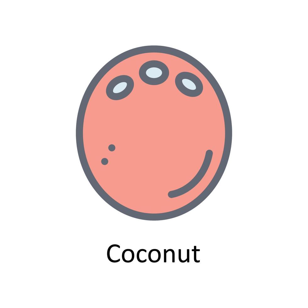 Coconut Vector Fill Outline Icons. Simple stock illustration stock