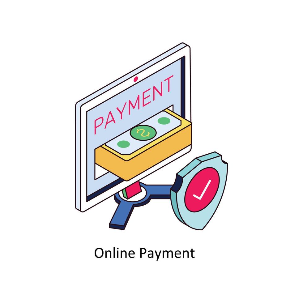 Online Payment Vector Isometric Icons. Simple stock illustration