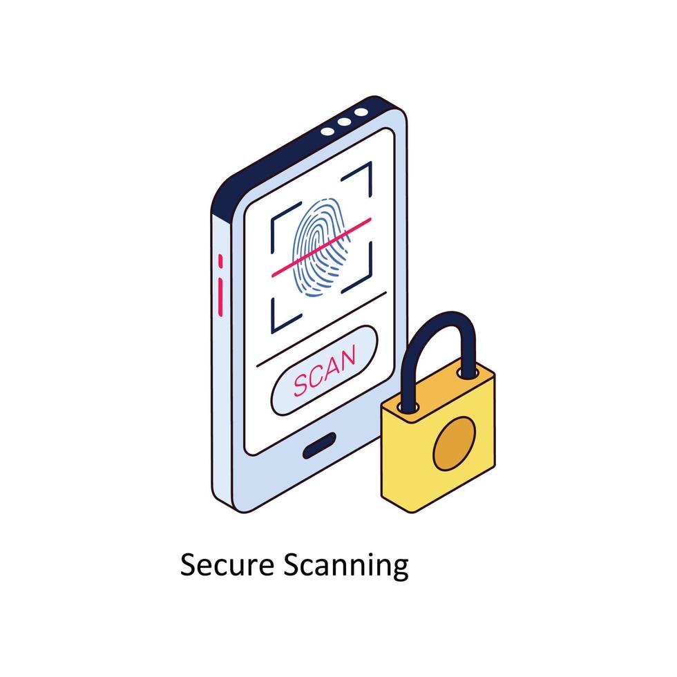 Secure Scanning Vector Isometric Icons. Simple stock illustration