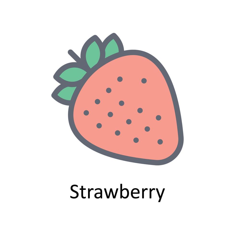 Strawberry Vector Fill Outline Icons. Simple stock illustration stock