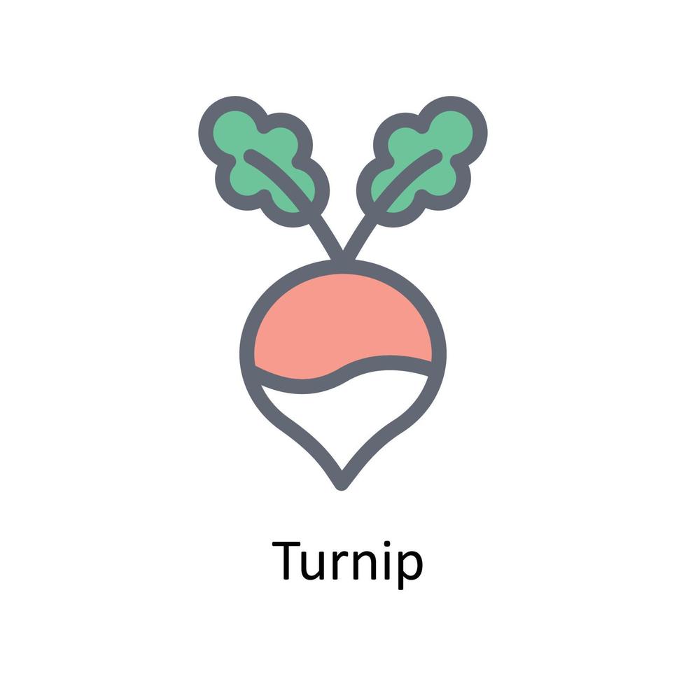 Turnip Vector Fill Outline Icons. Simple stock illustration stock