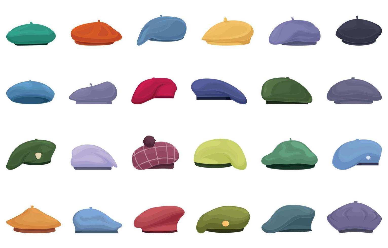 Beret icons set cartoon vector. French hat vector