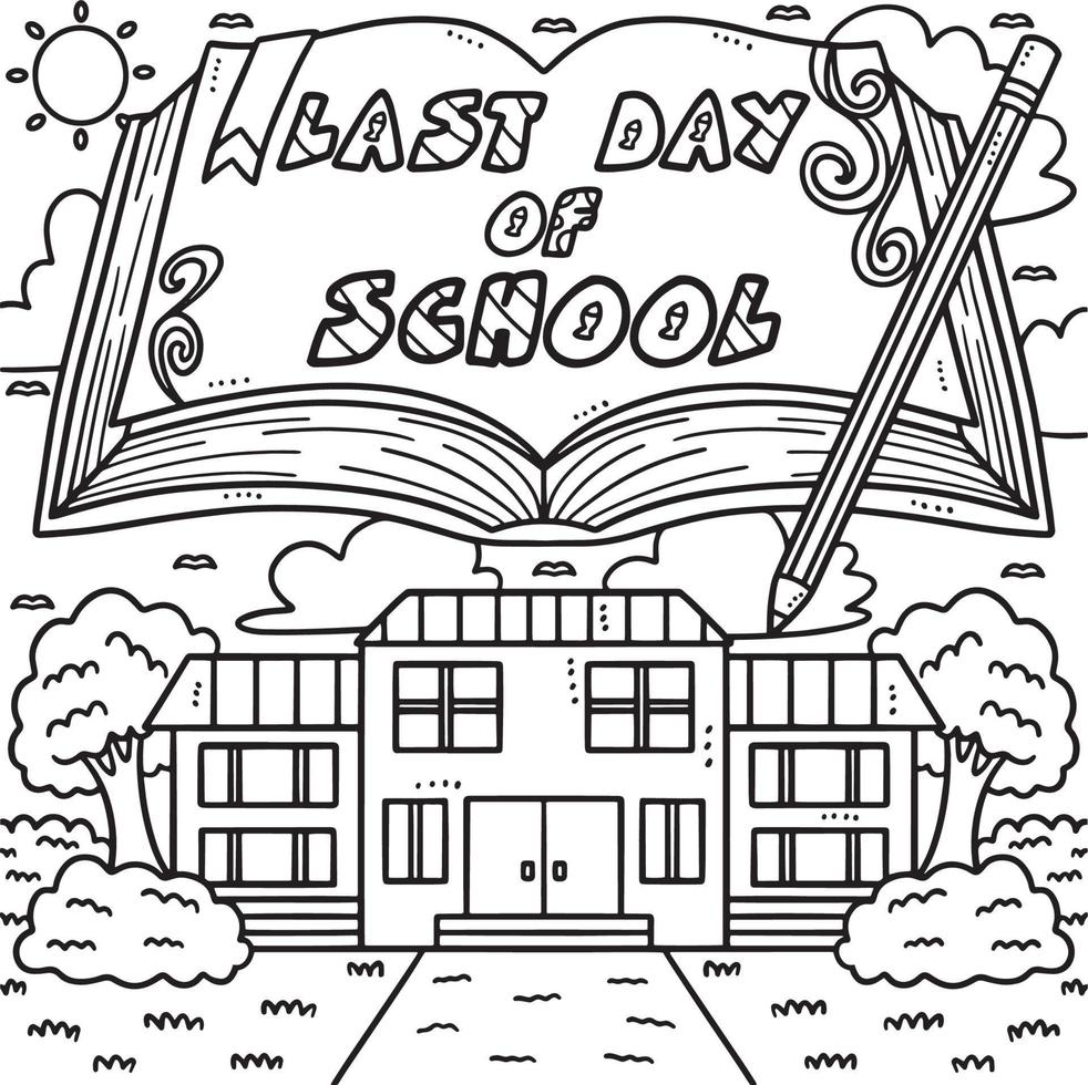 Last Day of School Coloring Page for Kids vector