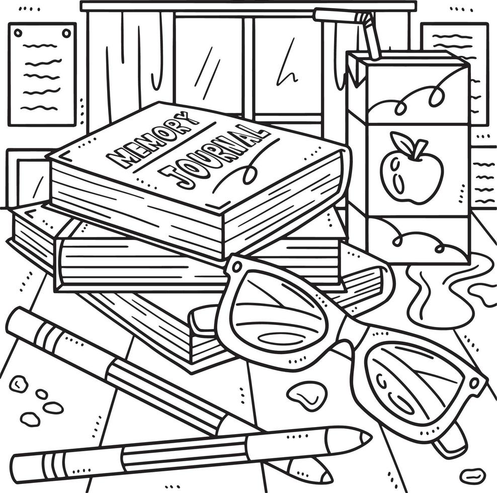 Last Day of School Memory Journal Coloring Page vector