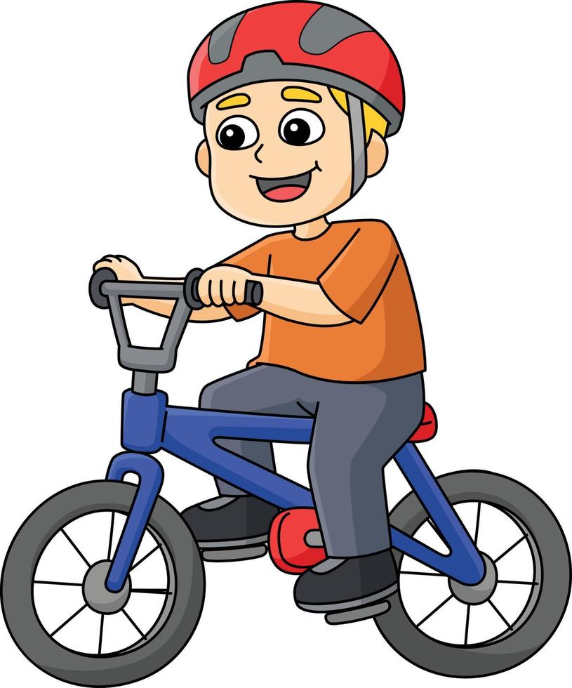 chico andar en bicicleta dibujos animados de colores clipart ilustración vector