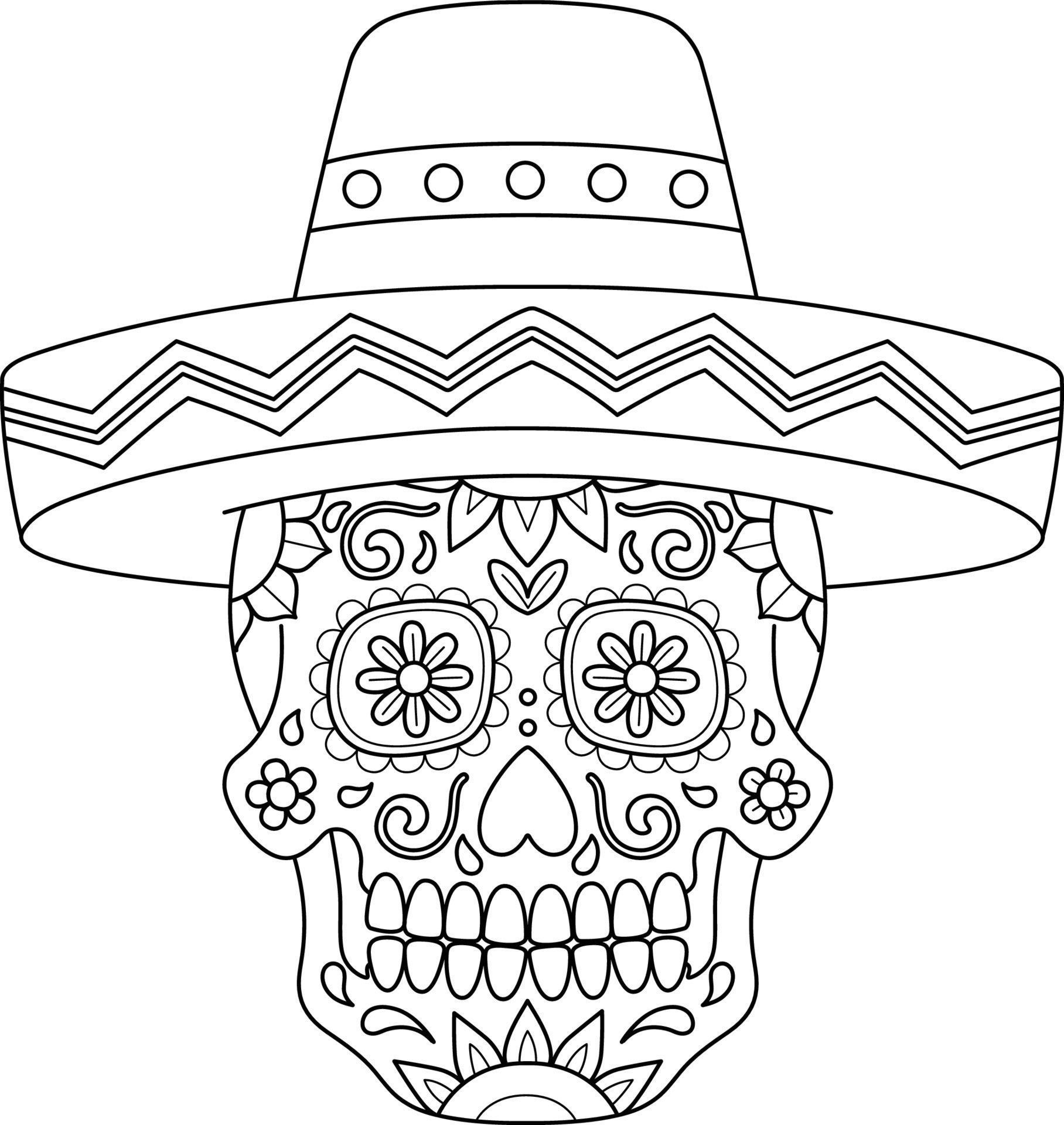 Dia de los Muertos Isolated Coloring Page for Kids 21501607 Vector Art