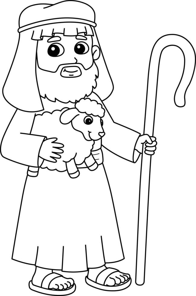 Shepherd Isolated Coloring Page for Kids vector
