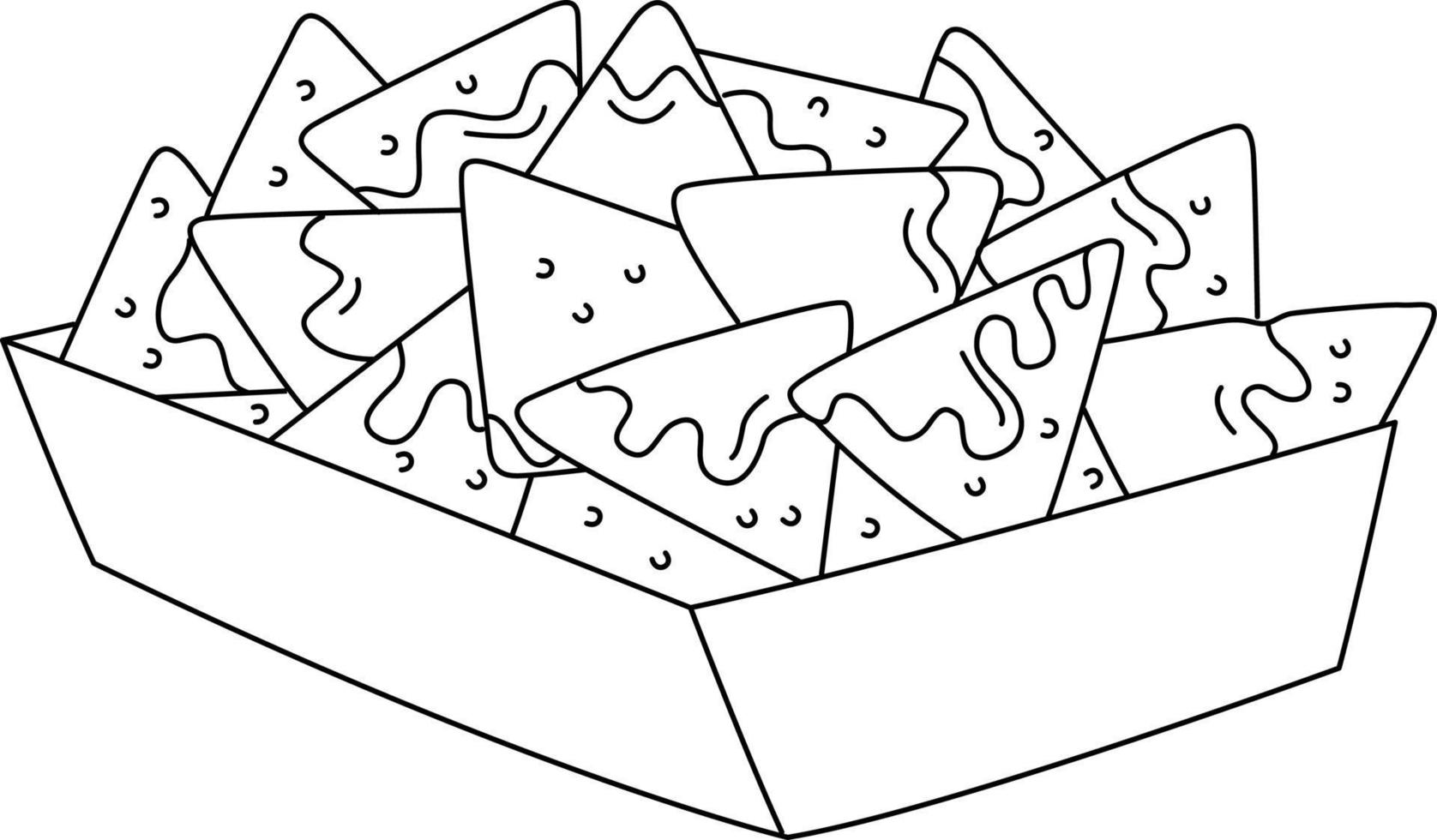 nachos Isolated Coloring Page for Kids vector