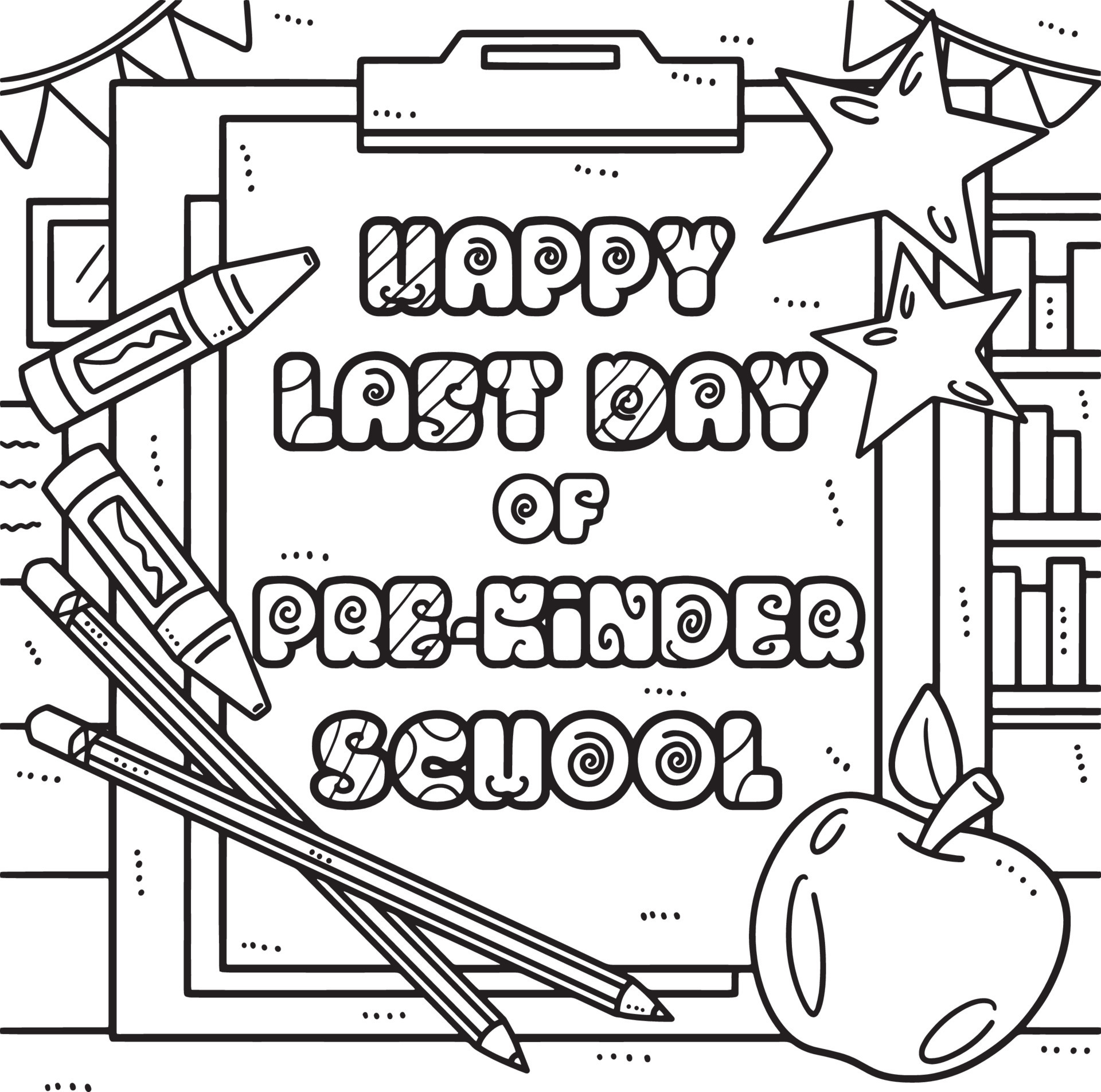 Happy Last Day of Pre K School Coloring Page 21501645 Vector Art at