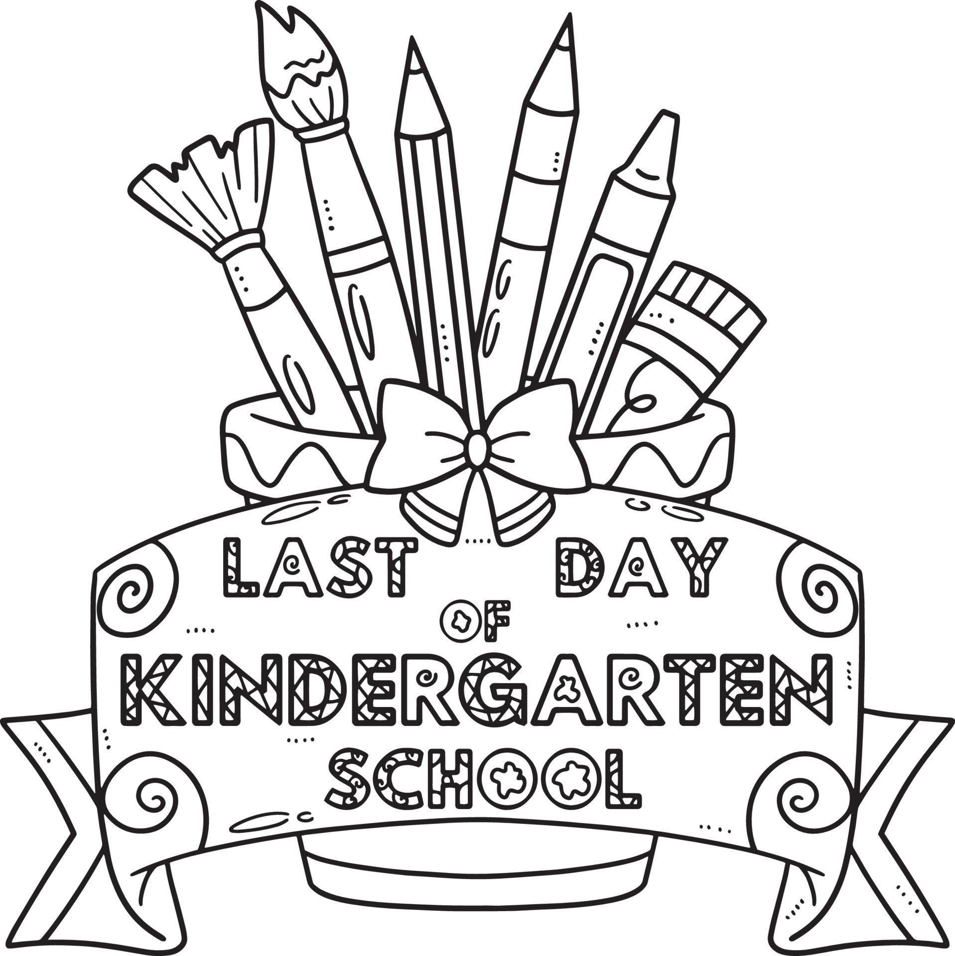 Last Day of Kindergarten School Isolated Coloring 21501659 Vector Art