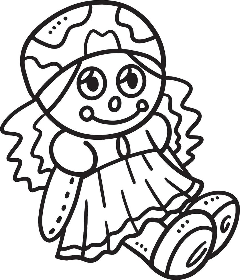 Doll Girl Isolated Coloring Page for Kids vector