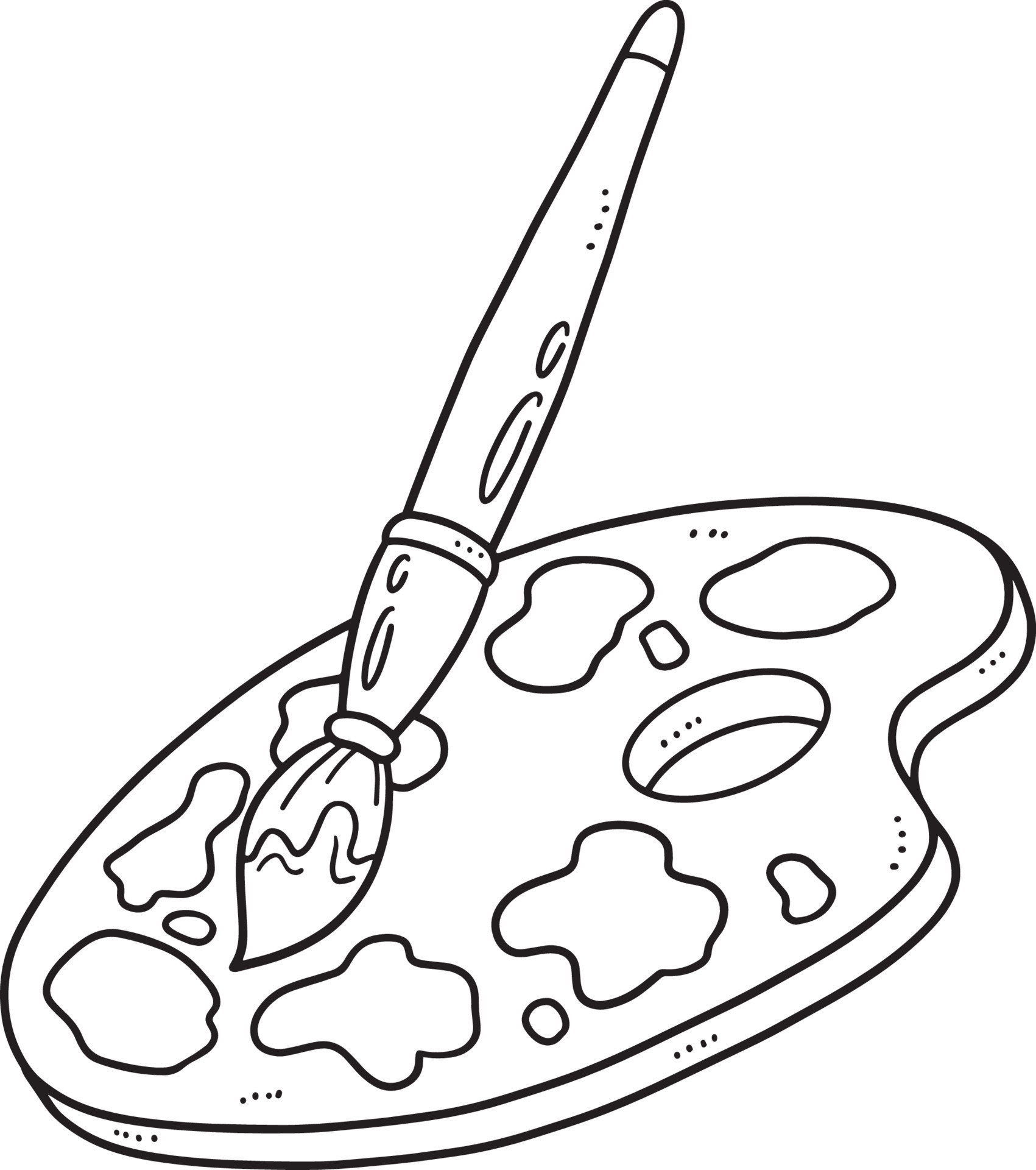 Art Palette Coloring Pages - Paint Palette Isolated Coloring Page For Kids Free Vector 