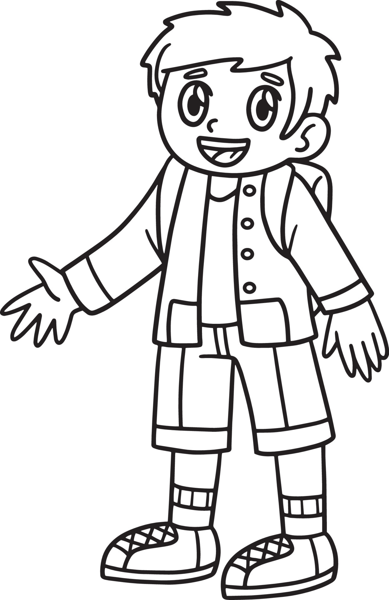 Boy Student Isolated Coloring Page for Kids 21501665 Vector Art at Vecteezy