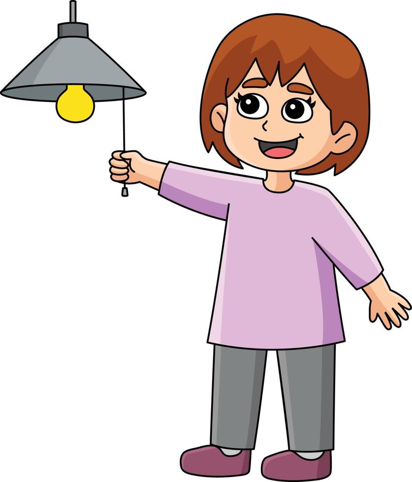 Girl Conserving Energy Cartoon Colored Clipart vector