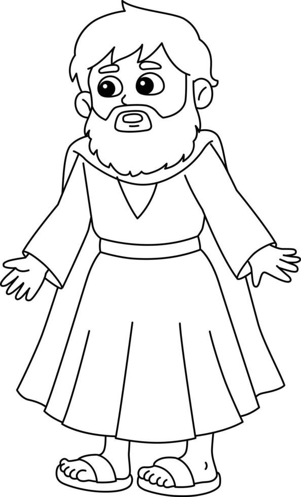 Moses Isolated Coloring Page for Kids vector