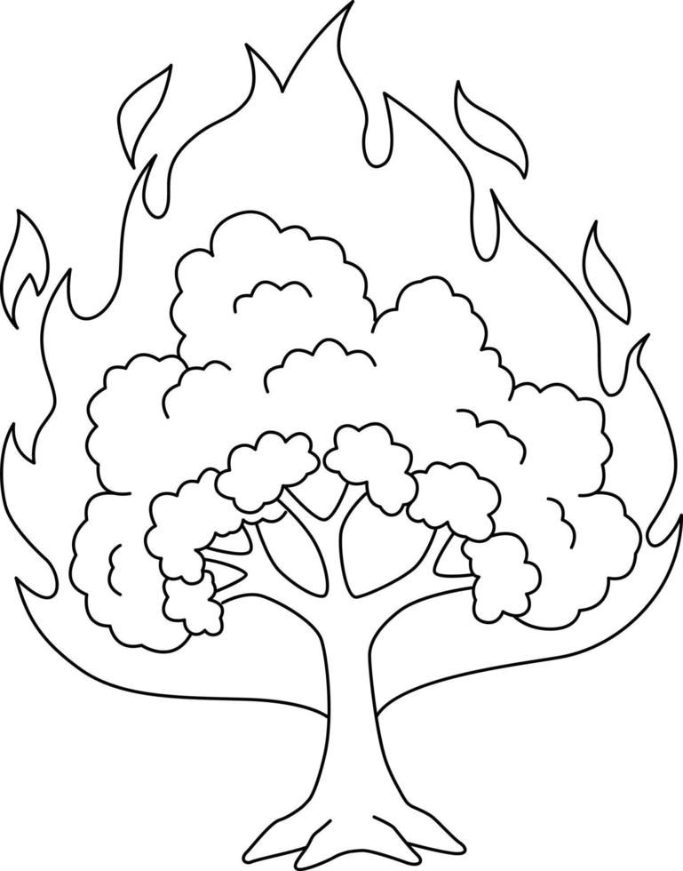 Burning Bush Isolated Coloring Page for Kids vector