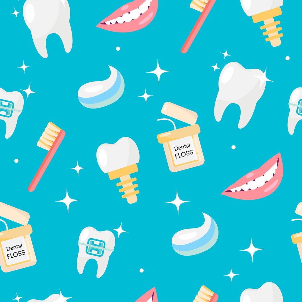 Seamless Pattern, concept of Dental care. For your design of packaging, wallpaper, paper, fabric, wrapper. Vector illustration.