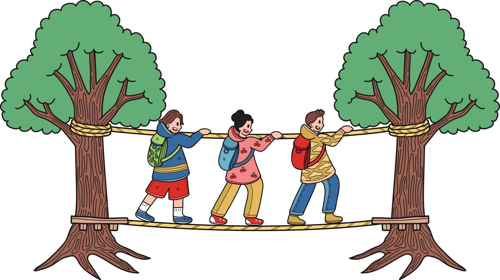 tourists are adventurous illustration in doodle style vector