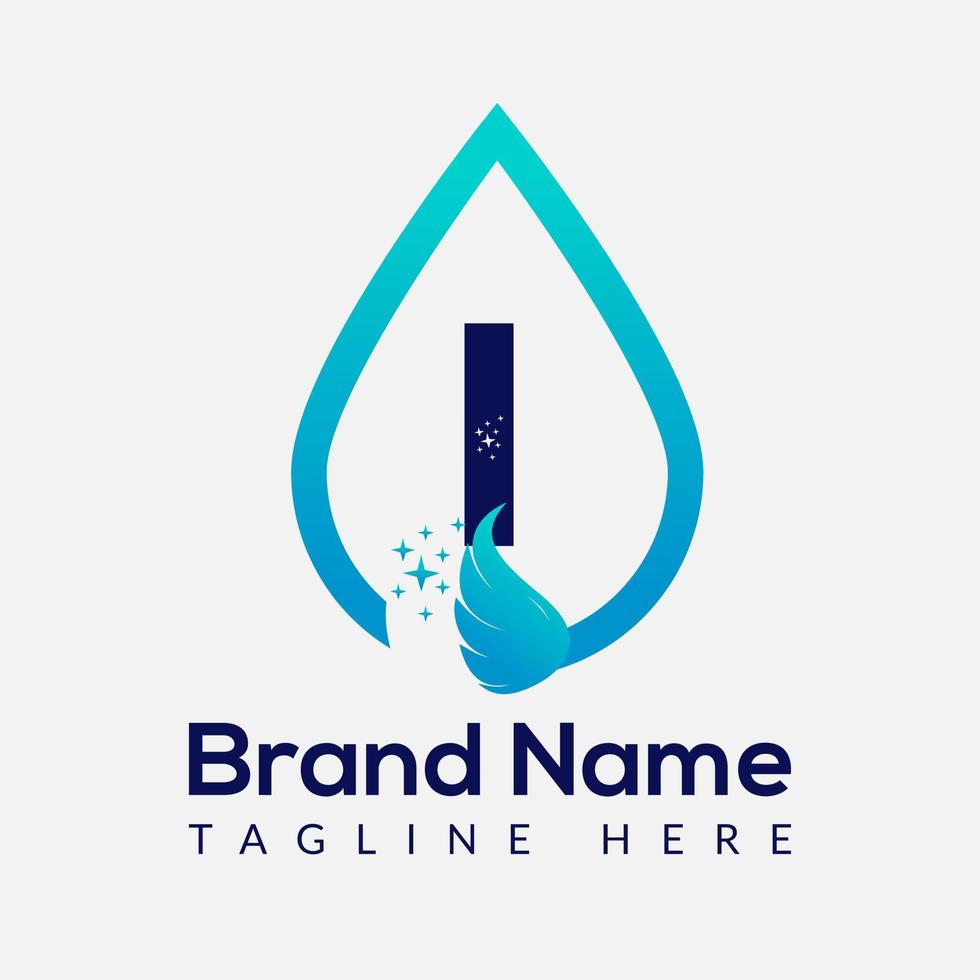 Initial Letter I Wash Logo, Drop and Wash Combination. Drop logo, Wash, Clean, Fresh, Water Template vector