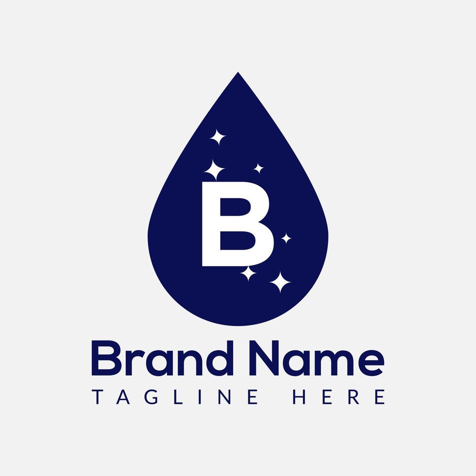 Initial Letter B Wash Logo, Drop and Wash Combination. Drop logo, Wash, Clean, Fresh, Water Template vector