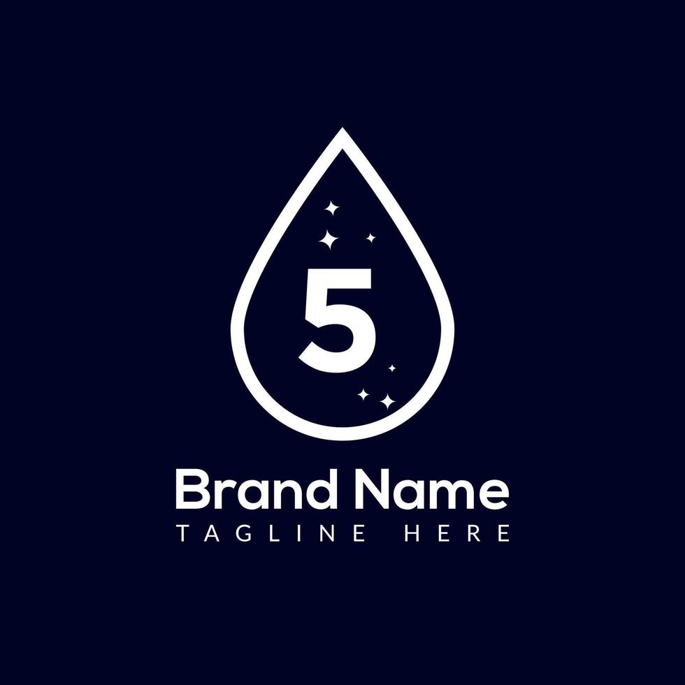 Initial Letter 5 Wash Logo, Drop and Wash Combination. Drop logo, Wash, Clean, Fresh, Water Template vector
