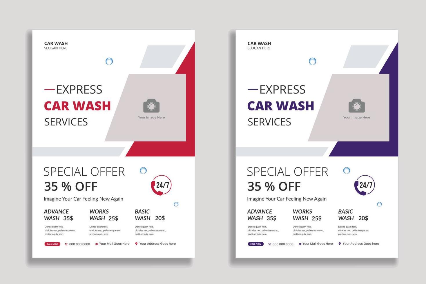 flyers for an express car wash service vector