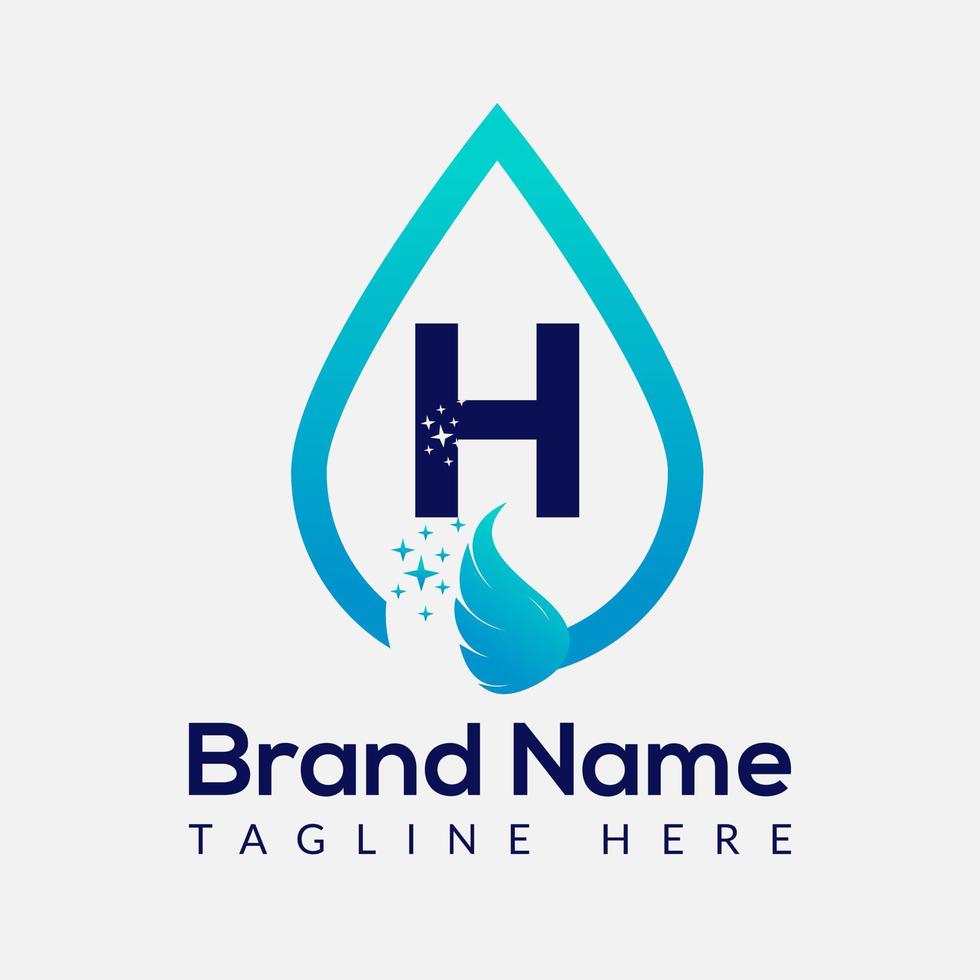 Initial Letter H Wash Logo, Drop and Wash Combination. Drop logo, Wash, Clean, Fresh, Water Template vector