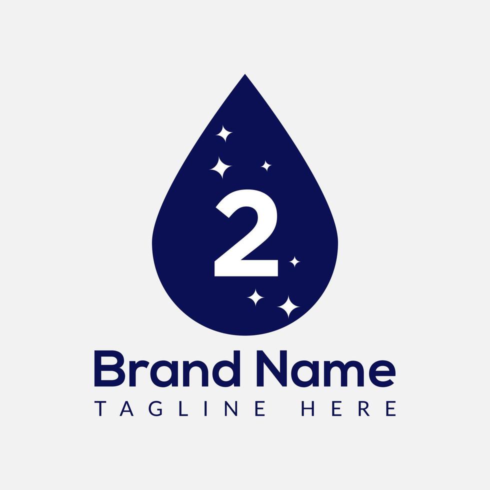 Initial Letter 2 Wash Logo, Drop and Wash Combination. Drop logo, Wash, Clean, Fresh, Water Template vector