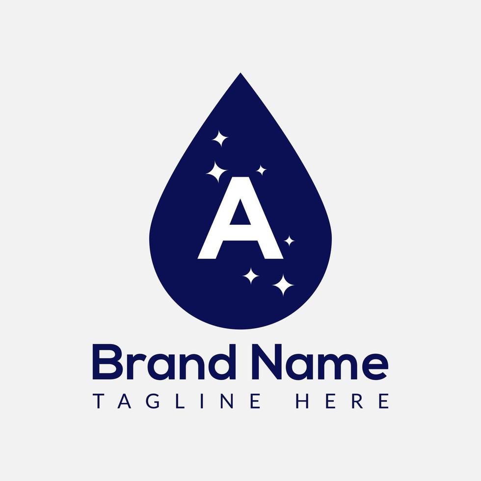 Initial Letter A Wash Logo, Drop and Wash Combination. Drop logo, Wash, Clean, Fresh, Water Template vector