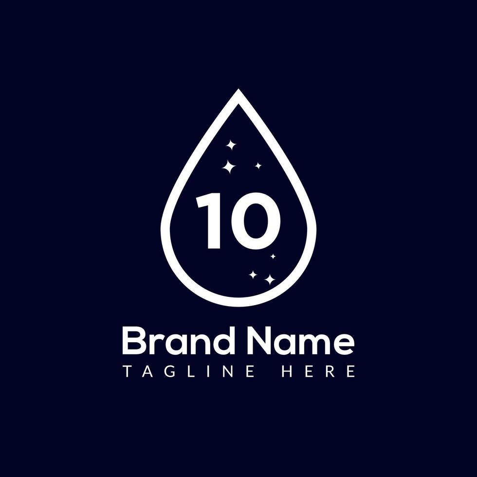 Initial Letter 10 Wash Logo, Drop and Wash Combination. Drop logo, Wash, Clean, Fresh, Water Template vector