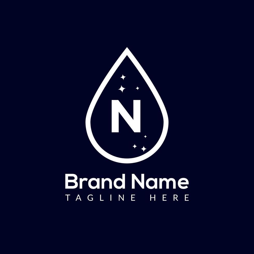 Initial Letter N Wash Logo, Drop and Wash Combination. Drop logo, Wash, Clean, Fresh, Water Template vector