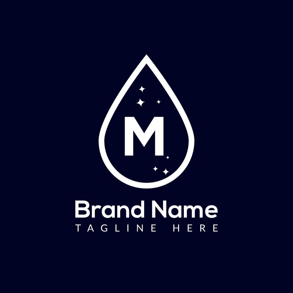 Initial Letter M Wash Logo, Drop and Wash Combination. Drop logo, Wash, Clean, Fresh, Water Template vector