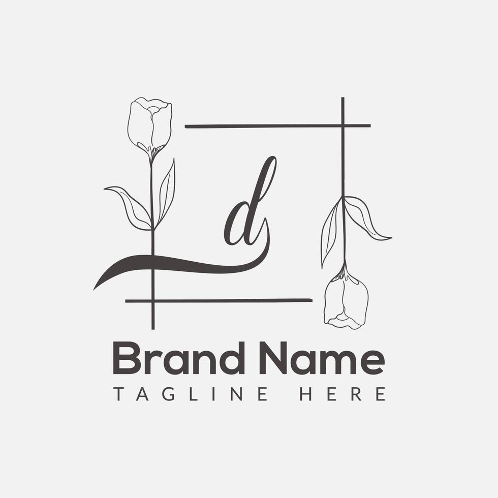 Premium letter D logo icon design. Luxury jewelry frame gem edge logotype. Beauty, Fashion, Spa icon, Floral logo design vector