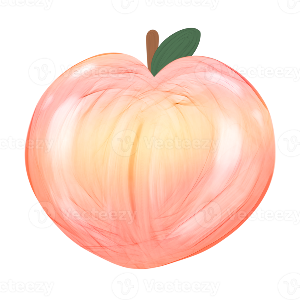 Cute peach stationary sticker oil painting png