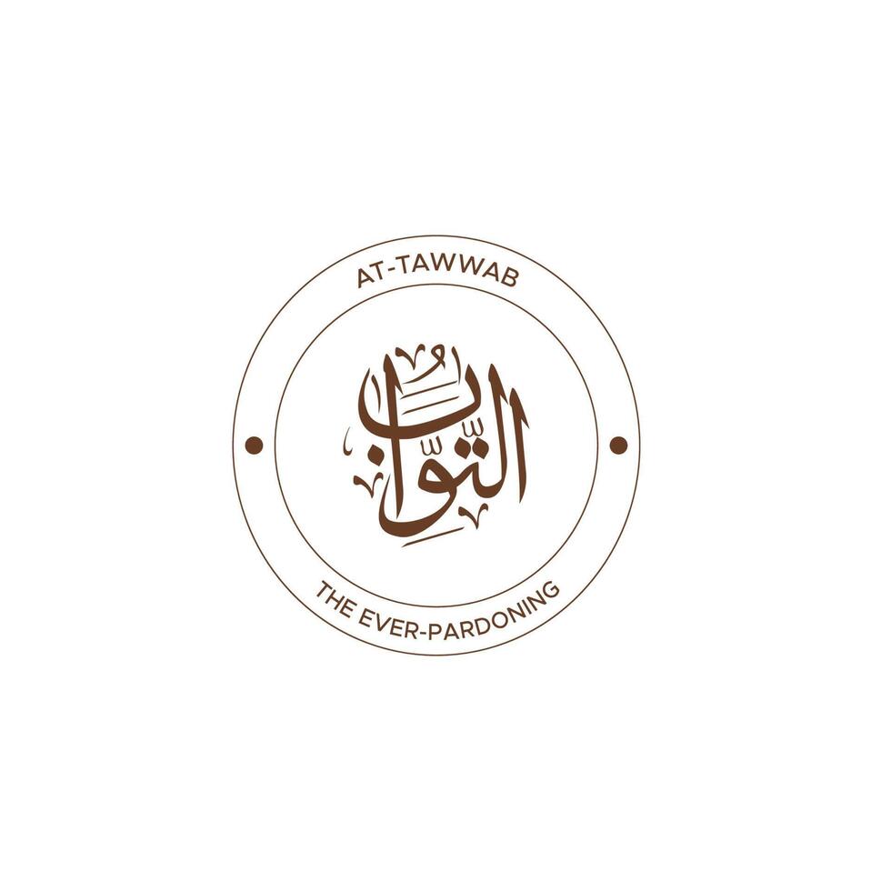 Allah's Name with meaning in Arabic Calligraphy Style vector