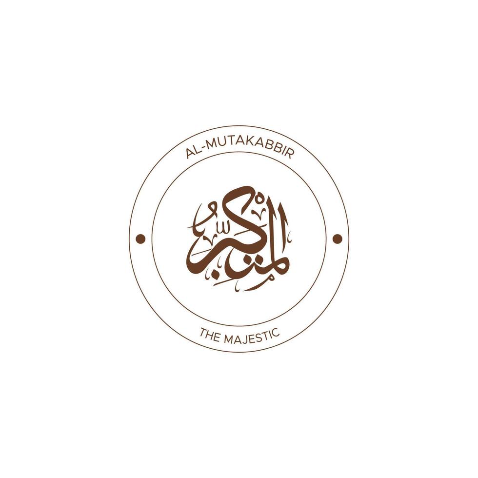 Allah's Name with meaning in Arabic Calligraphy Style vector