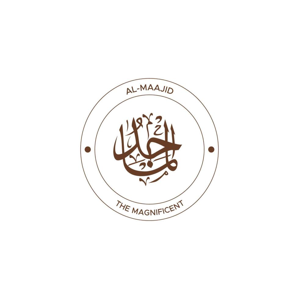 Allah's Name with meaning in Arabic Calligraphy Style vector