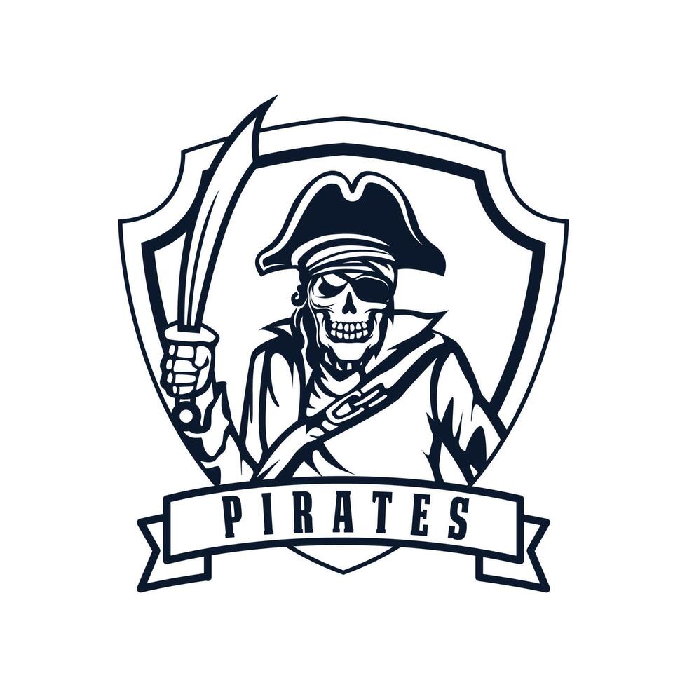 cráneo piratas logo con retro estilo monocromo diseño. vector