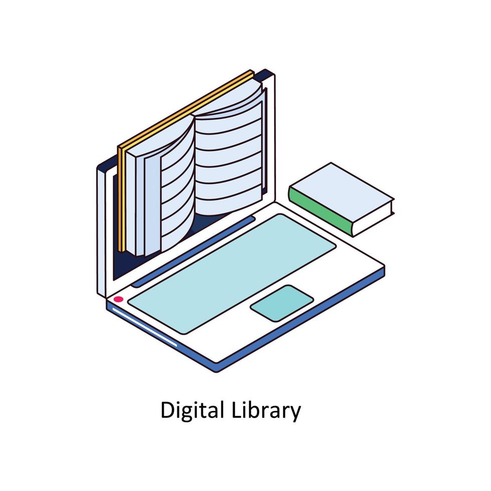 digital biblioteca vector isométrica iconos sencillo valores ilustración valores