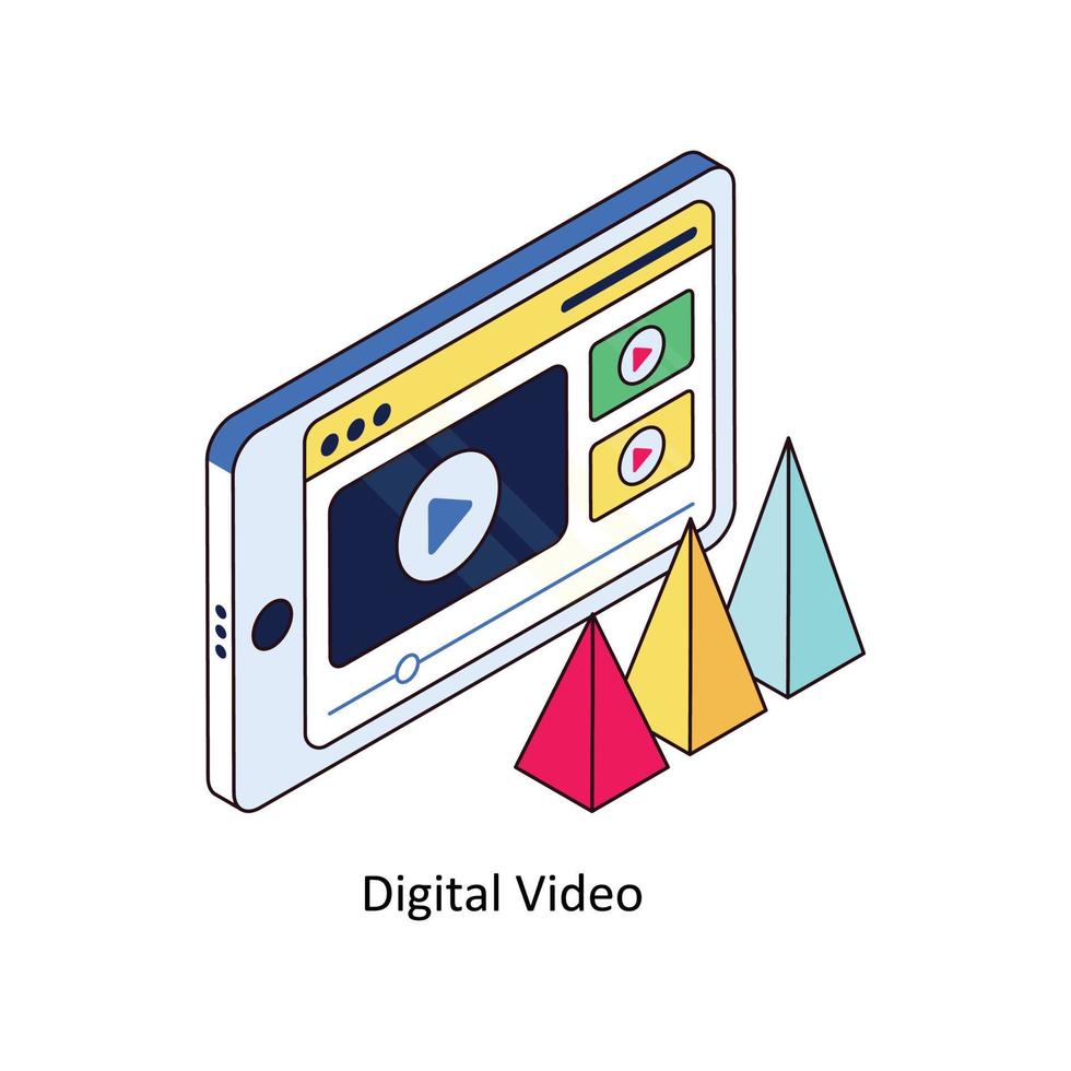 digital vídeo vector isométrica iconos sencillo valores ilustración valores